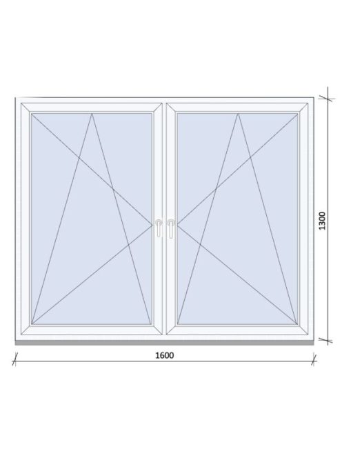 160x130 kétszárnyas tokosztott Nyíló, Bukó-Nyíló ablak