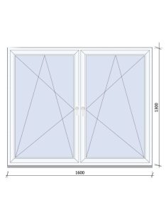   160x130 kétszárnyas tokosztott Nyíló, Bukó-Nyíló ablak