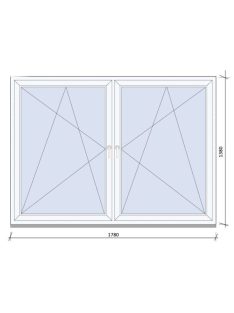  178x138 cm kétszárnyas tokosztott Nyíló, Bukó-Nyíló ablak