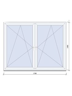   178x148 cm kétszárnyas tokosztott Nyíló, Bukó-Nyíló ablak