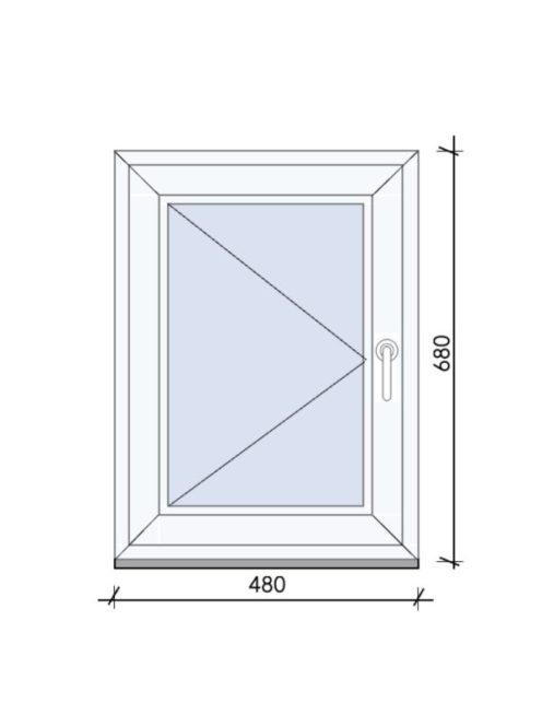 48x68 cm Bukó-Nyíló egyszárnyas ablak