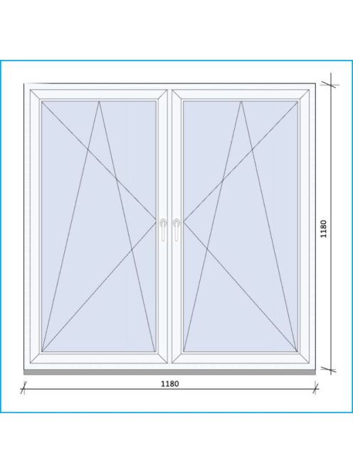 118x118 cm kétszárnyas tokosztott Nyíló, Bukó-Nyíló ablak