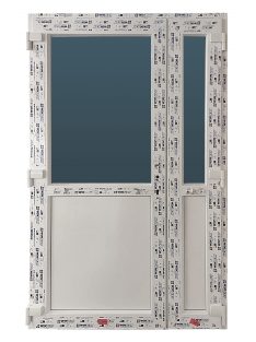   Félig üveges műanyag bejárati ajtó átlátszó üveggel 138 x 208cm